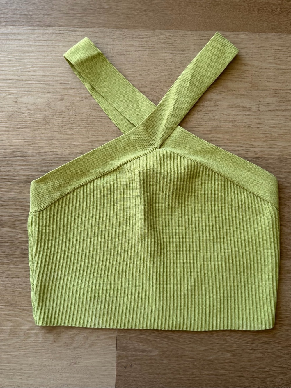 Sincerly Jules Lime Ribbed Crossback Crop Top